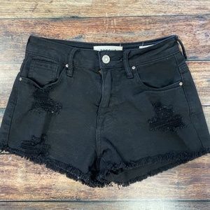 PacSun Black Distressed Denim Shorts